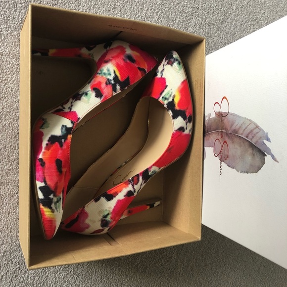 Jessica Simpson Pink/Multi Colored heels. Great quality. Size 8.5 - Picture 4 of 6